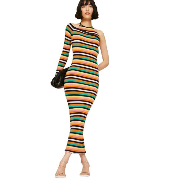 Monse Multicolor Striped One-Shoulder Dress - Picture 3 of 14